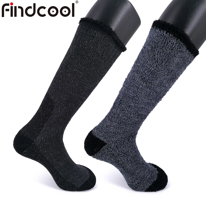 FINDCOOL Super Thick Merino Ragg Knit Warm Wool Crew Mid Calf Winter