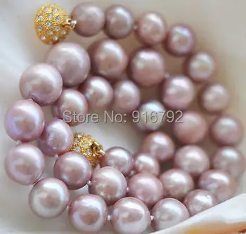 

Wholesale FREE P&P>>>>>10-11MM Genuine Lavender akoya cultured pearl necklace Magnet Clasp