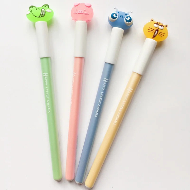 

P45 2X Cute Kawaii Happy Animals Erasable Gel Pen Rollerball Pen Writing Signing Pen School Office Supply Stationery Black Ink