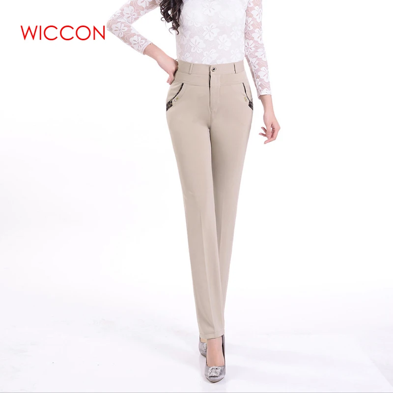 Spring Autumn Fashion Women Plus Size Trousers Elastic High Waist Pants Clothes Straight OL Office Formal Trousers Lady Pants Pants