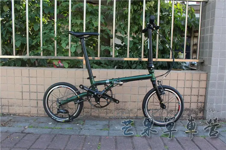 Fnhon CR-MO стальной складной велосипед 1" Minivelo Mini velo 9 скоростной велосипед велосипедный комбинезон V тормоз - Цвет: GREEN