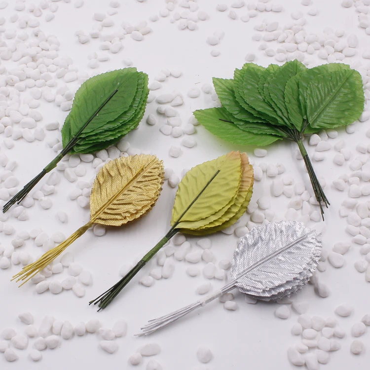 12pcs/lot Silk Leaf Green Leaves Artificial Flower For Wedding