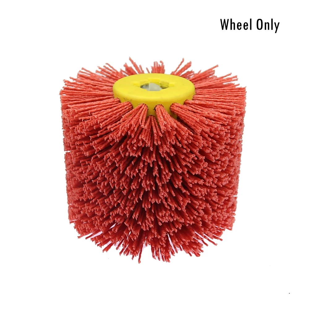  120*100*19mm Red Abrasive Wire Drum Brushes Deburring Polishing Buffing Wheel for Furniture Wood An