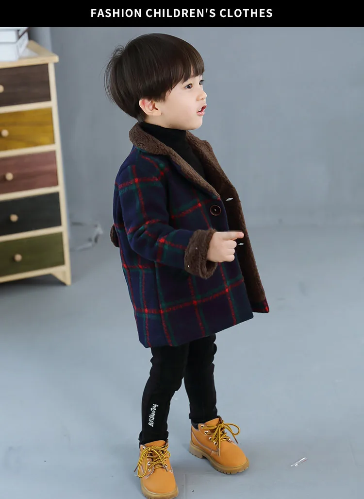 Зимние пальто для маленьких мальчиков теплая одежда для маленьких мальчиков клетчатая куртка детская одежда для мальчиков Модное детское пальто новая верхняя одежда