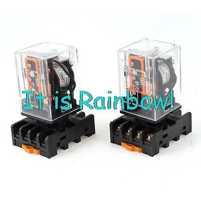 

Free Shipping 2 Pcs MK2P DC 24V Coil 8P DPDT General Purpose Power Relay + Base Socket