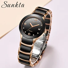 SUNKTA Women Watches Top Brand Luxury Stainless Steel Strap Watch Ladies Analog Quartz Wristwatch Simple Style Clock reloj mujer onlyou lovers watches top luxury men quartz analog clock stainless steel strap watches 50m waterproof wristwatch wholesale