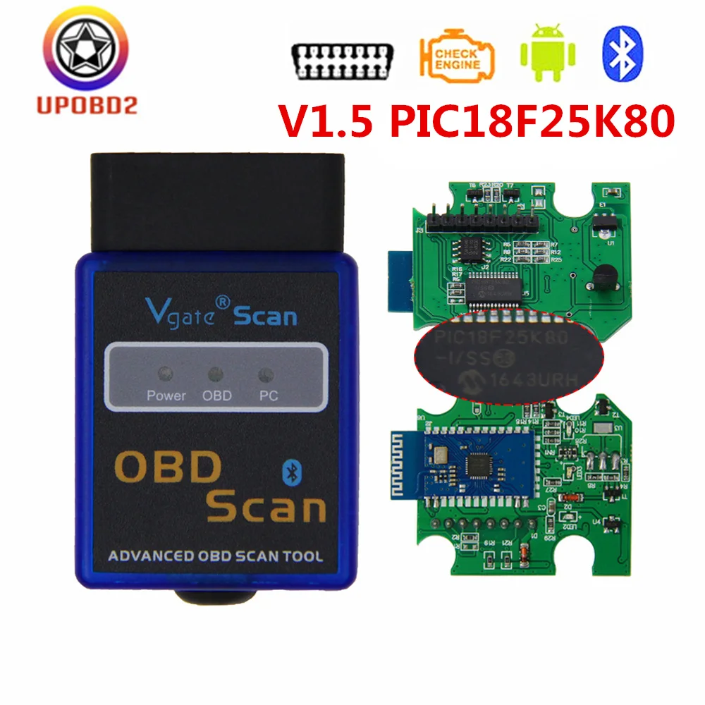 Vgate Scanner Mini Elm327 Bluetooth 1. 5 Pic18f25k80 Chip Obd2 Car