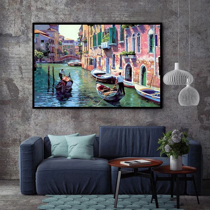 Бескаркасный Венецианский пейзаж DIY картина по номерам украшение дома Ручная роспись Современная живопись маслом на холсте настенная художественная картина