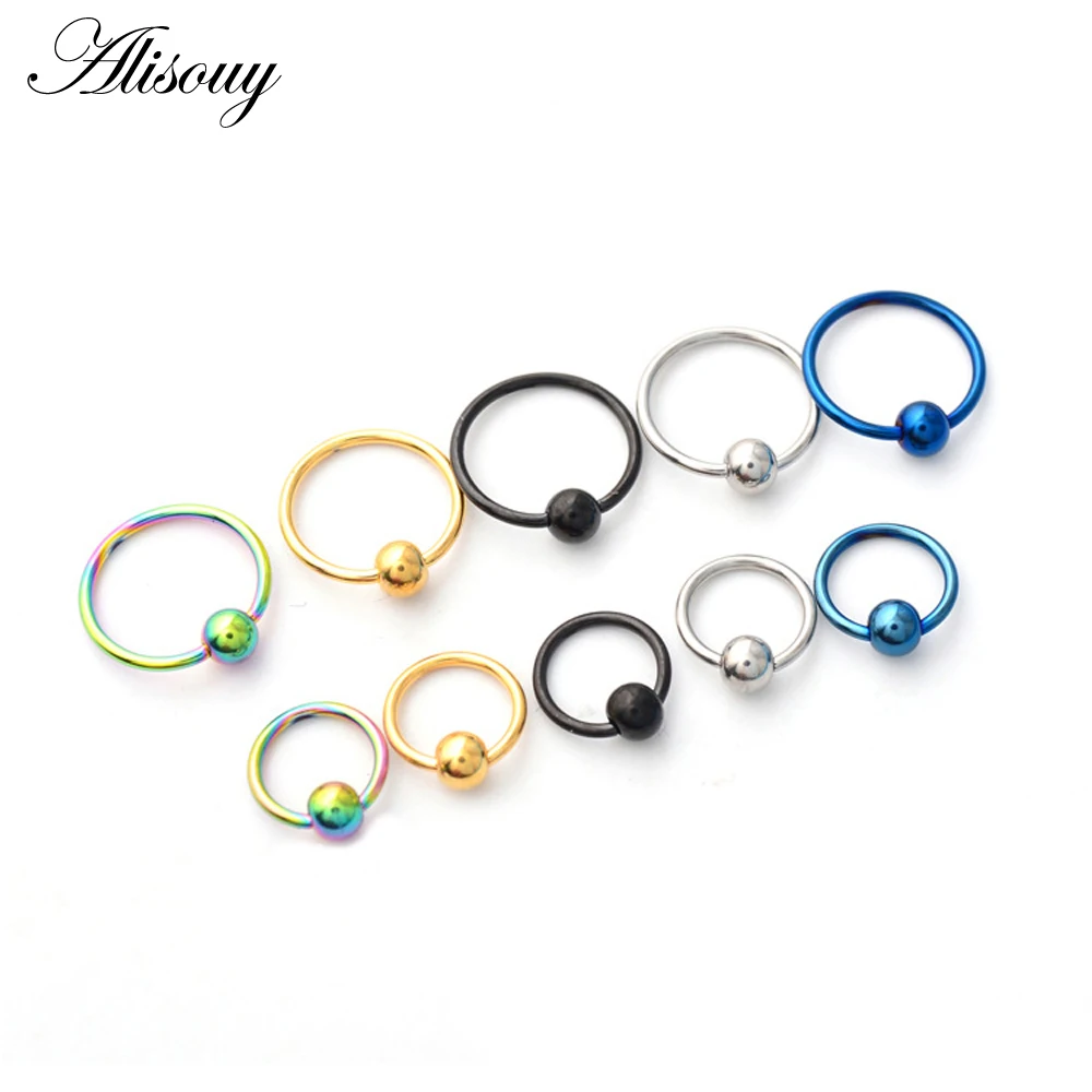 

Alisouy 1PC 14G/16G Stainless Steel Captive Bead Rings Lips Nose Rings Ear Tragus Nipple Rings Navel ring Body Piercing Jewelry