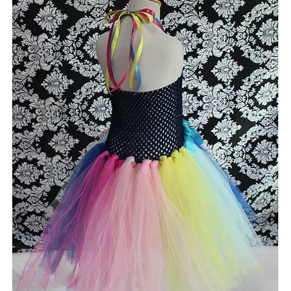 Желтое вязаное крючком платье-пачка для девочек; детское пышное платье из тюля на бретелях; бальное платье с повязкой на голову с цветами; детская одежда для костюмированной вечеринки; платье принцессы