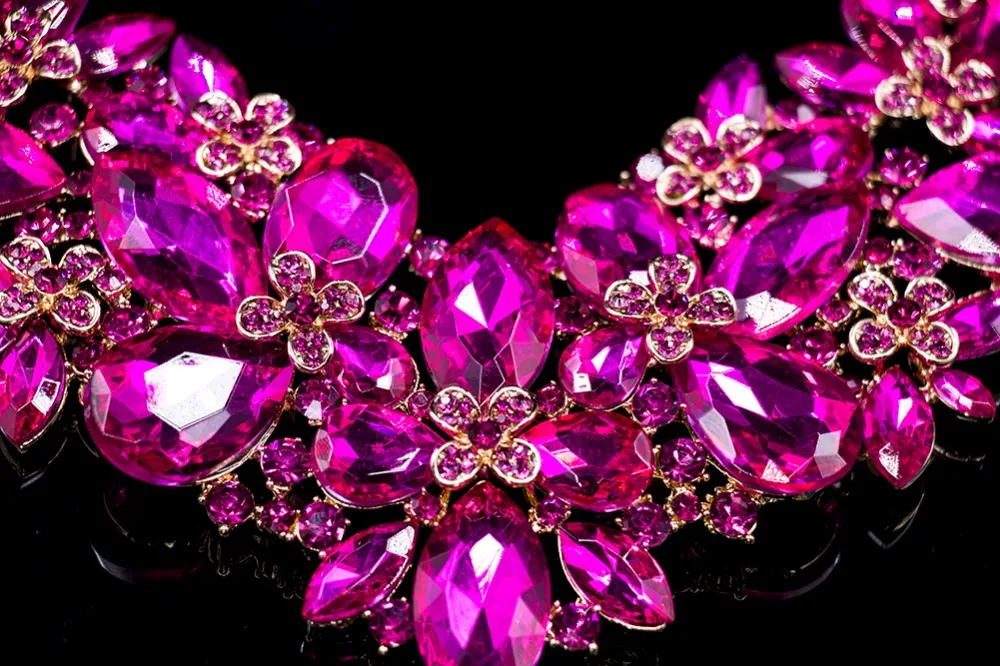 Lan дворцовый бутик, большие вечерние Ювелирные наборы для свадьбы, эмалированные ювелирные изделия с австрийским кристаллом, ожерелье и серьги