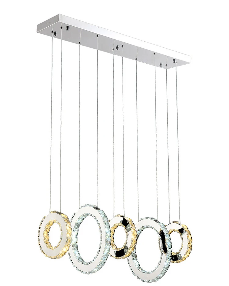 Современный круглый хрустальный подвесной светильник с кольцом для столовой, кухни, острова, подвесной светодиодный светильник с кристаллами, подвесной круглый светодиодный подвесной светильник