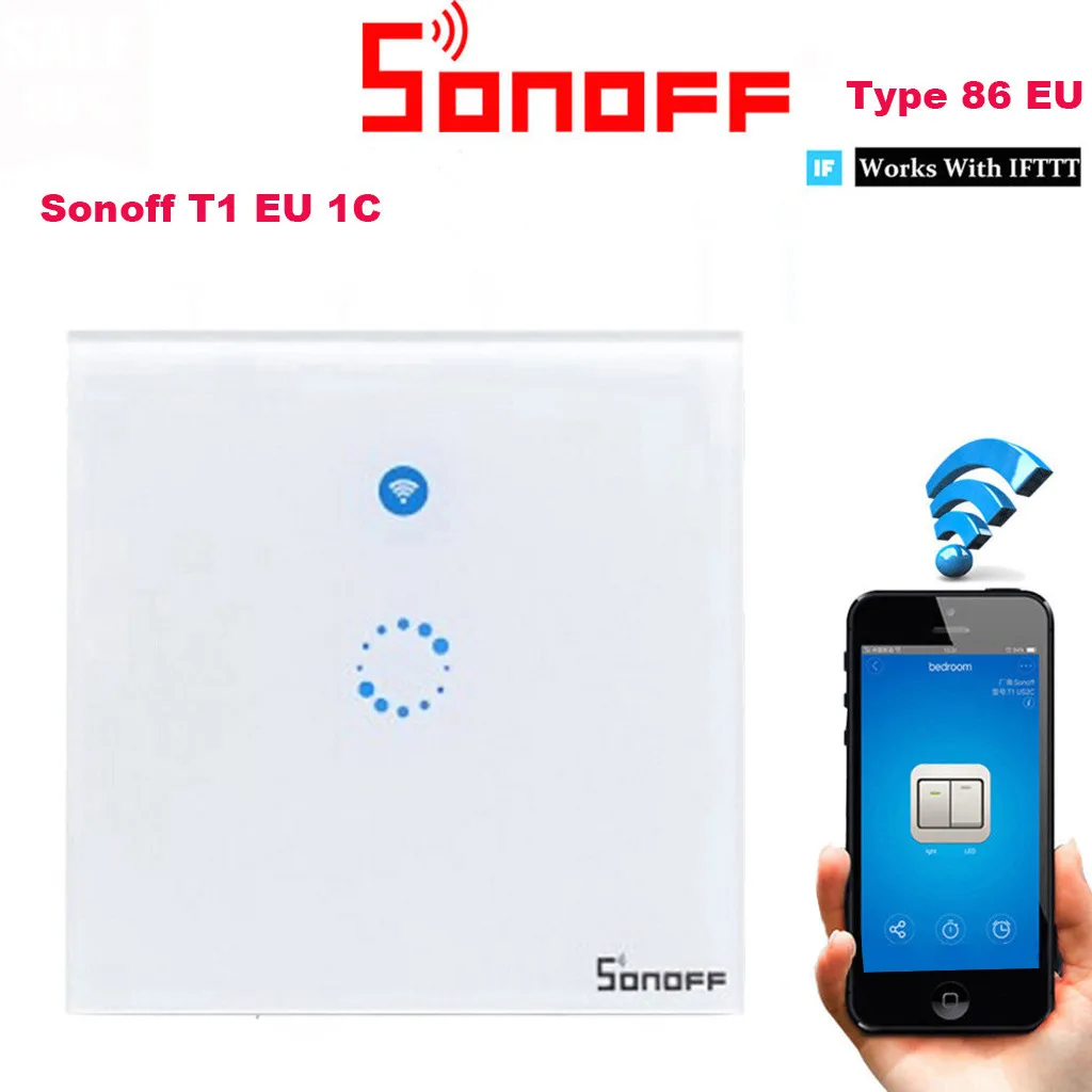 

Sonoff T1 EU 1C 1Gang WiFi Panel Remote Wall APP Control Light Timing Switch Universal Intelligent Remote Controller Smart Home