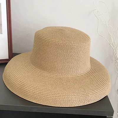 WeMe новая Хепберн HatHoliday пляжная соломенная шляпа простая солнцезащитная Кепка - Цвет: Khaki