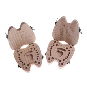 

One Piece Milk Tooth Storage Box Wooden Baby Tooth Box Organizer For Baby Boy Girl Save Collection