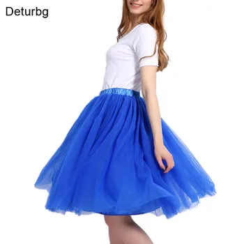 

5 Layers 65cm Women Tutu Skirts 2018 Summer Casual Elastic High Waist Tulle Skirt Lolita Petticoat faldas mujer Saias Jupe SK195