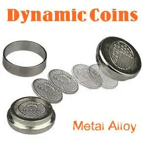 

Dynamic Coins (Metal alloy) Coin Magic Tricks Magician Toys Coin Appearing Magic Close Up Illusion Gimmick Magie Props Comedy