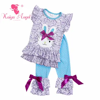 

Kaiya Angel Toddler Kids Bunny Purple Bow Boutique Clothes Childrens Tracksuit Fashion New Toddler Kids Girls Summer Clothing