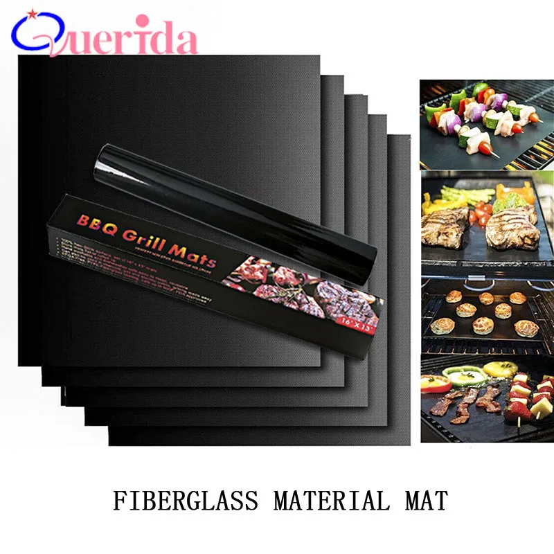 

2/5Pcs Glass Fiber Non-Stick BBQ Grill Mat Pad Sheet Set Portable Easy Clean High Temperature Bakeware Outdoor BBQ Accessories