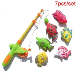 Высокое качество 7 шт./компл. Детские рыболовные игрушки 1 пластиковая удочка и 6 магнитных игр для рыб
