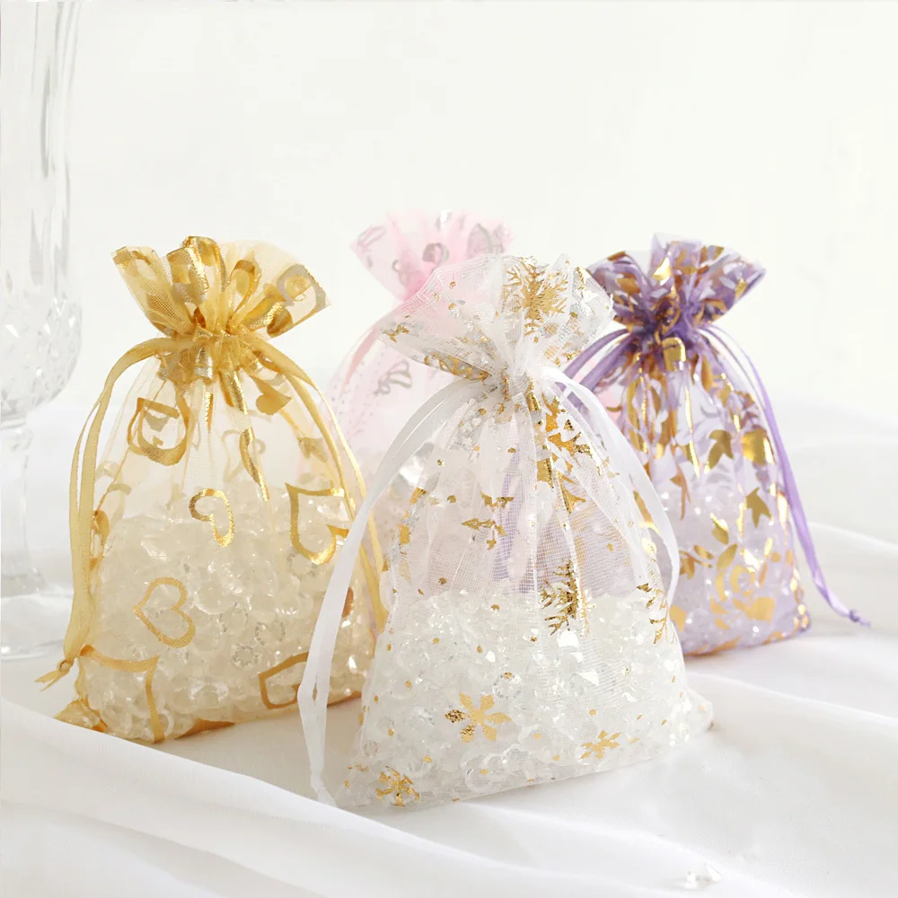 50ps 12color Organza Wedding Favor Candy Gift Bags Jewellery Pouches 50ps 12color Organza Wedding Favor Candy Gift Bags Jewellery Pouches Christmas Snowflake Love Heart Rose Patterns Tie 4 6 On Aliexpress Alibaba