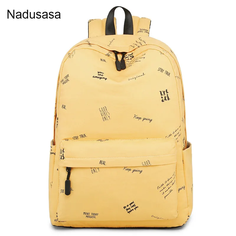 Модный женский хлопковый рюкзак Nadusasa с буквенным принтом школьная сумка для
