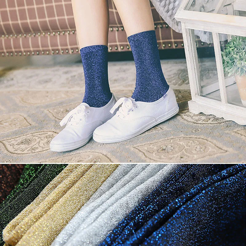 Calcetines con purpurina Seda brillante para mujer, calcetín brillante