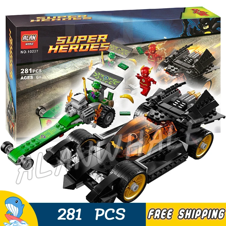 281pcs Super Heroes Batman Movie The Riddler Chase Flash Batmobile 10227 Figure Building Blocks Toy