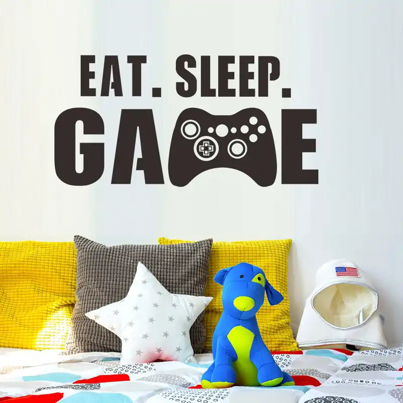Gamer Wand Aufkleber Essen Schlaf Spiel Wand Aufkleber Teen Zimmer Poster Hause Dekoration Schlafzimmer Abnehmbare Pvc Aufkleber Zitat Wandbild Aliexpress
