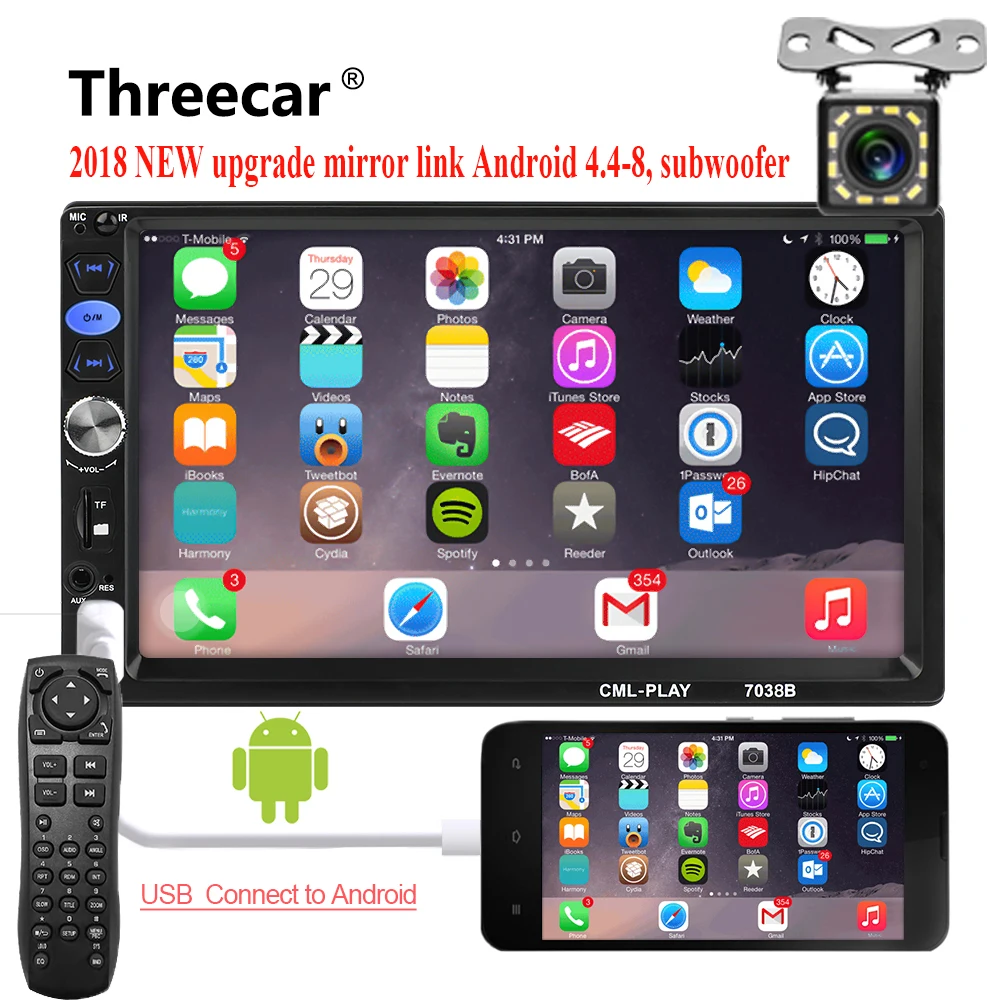 

2din Car Radio 7" Android mirrorlink Autoaudio for subwoofer MP5 Player Autoradio Bluetooth Rear View Camera tape recorder