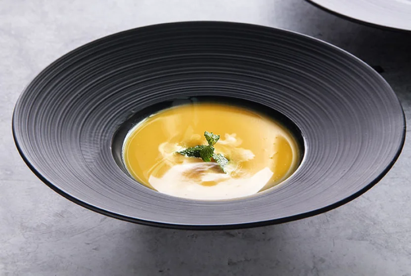 Черная Керамическая салатная тарелка паста широкая Сторона блюдо в стиле вестерн стиль Суповая тарелка блюда и тарелки наборы Piatti керамика для обеденных тарелок - Цвет: Soup plate