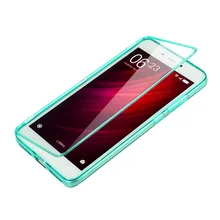 Xiaomi redmi note 4 pro case флип ясно tpu крышка силиконовый Прозрачный Красный Рис Примечание Сенсорный Экран Протектор Телефон Капа Coque