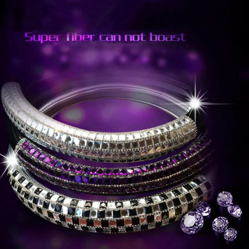Luxury Crystal Crown Studded Rhinestone covered Leather Car Steering Wheel Cover Diamond Steering Covers Cases For Women Girls Luxury Crystal Crown Studded Rhinestone covered Leather Car Steering Wheel Cover Diamond Steering Covers Cases For Women Girls