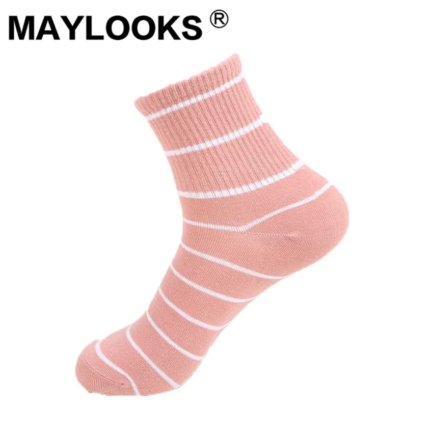 Maylooks/новые хлопковые женские носки сезон осень-зима в полоску впитывающие пот