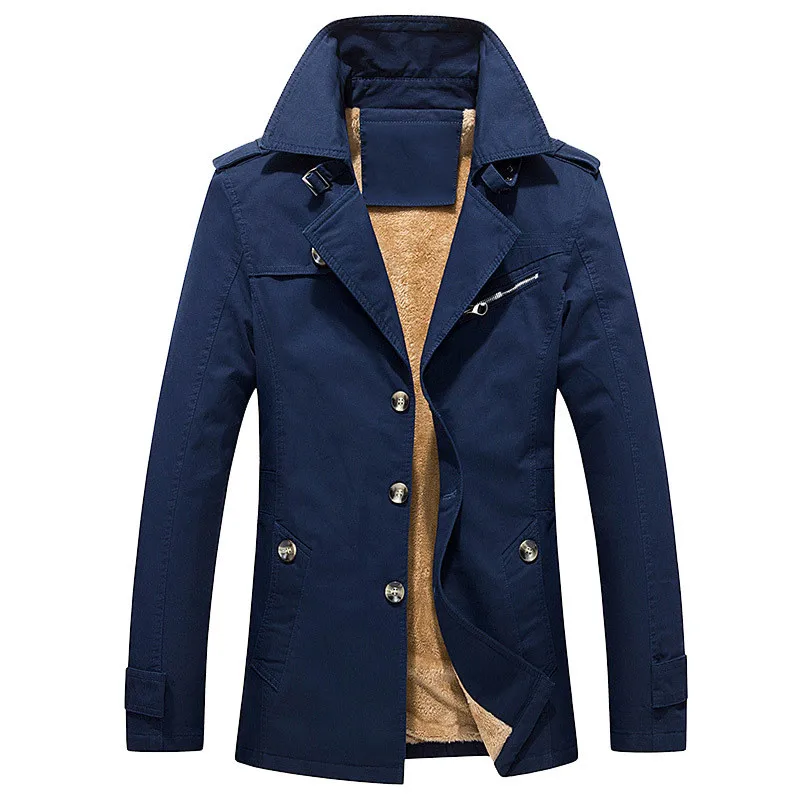 BOLUBAO Brand New Men Trench Coats Autumn Winter Casual Fashion Men's Solid Color Trench Medium Long Section Trench Male - Цвет: Blue