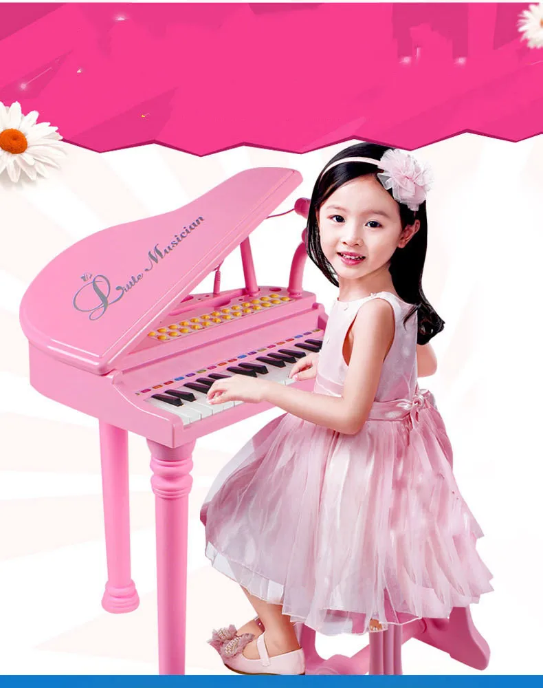 

New 37 Keys Keyboard Piano with Bench Microphone Connect MP3 Mobile Phone for Toddlers Toys for Children Christmas Gift Juguetes