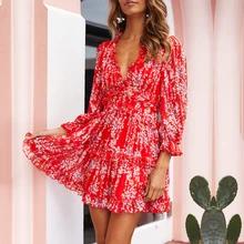 Sexy Back Cut Out Floral Chiffon Dress Women's Romantic Boho Holiday Dress Short Summer Skater Dress V Neck Beach Party Dresses Sexy Back Cut Out Floral Chiffon Dress Women's Romantic Boho Holiday Dress Short Summer Skater Dress V Neck Beach Party Dresses