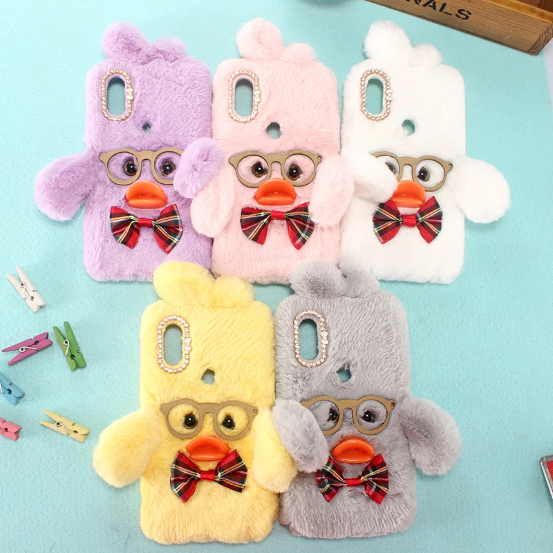 

Fashion Beautiful Hairy Soft Duck Lovely Design Style Protective Skin Cover Phone Case For Doogee Y8 6.1 inch Gel Silicone Etui
