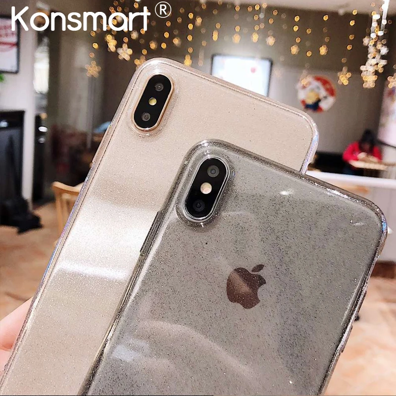 

Bling Thin Phone Case For iPhone X XR XS Max Funda Transparent Cover Case for iPhone 7 8 6s 6 Plus SofT Glitter Clear Case Coque