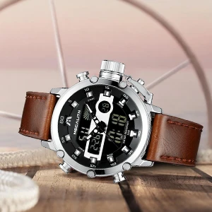 

MEGALITH Quartz Watches Men Dual Display Daily Timer Multifunction Luxury Waterproof Cool Wrist Watch Sport Relogio Masculino