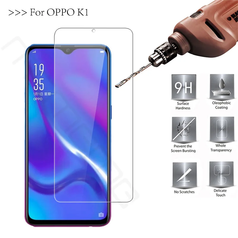 

OPPO K1 Tempered Glass Protector 100% Good Quality Premium 9H Screen Protector Accessories for OPPOK1 (Not 100% Covered) 6.4inch