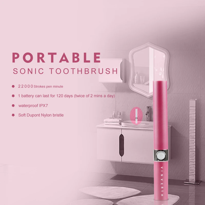 Portable Battery Toothbrush Waterproof Slim Sonic Toothbrush Travel Electric Toothbrushes SG-923 Portable Battery Toothbrush Waterproof Slim Sonic Toothbrush Travel Electric Toothbrushes SG-923