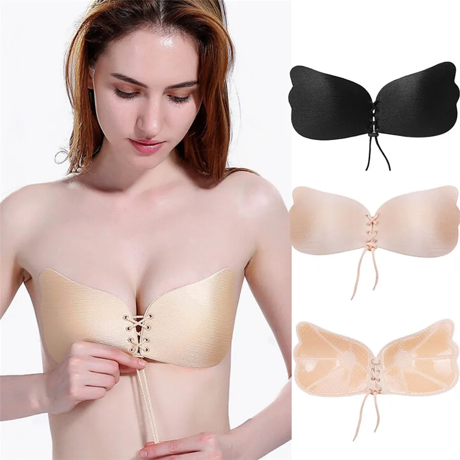 #5505 Women Wings Of The Goddess Instant Breast Lift Invisible Silicone pull the straps with milk stickers Push Up Bra 2