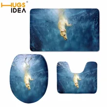 HUGSIDEA пальто Чехлы для сиденья унитаза Ванная комната Нескользящие синий океан Стиль качели собака узор пьедестал Ковры крышка Туалет крышка Для ванной Коврики