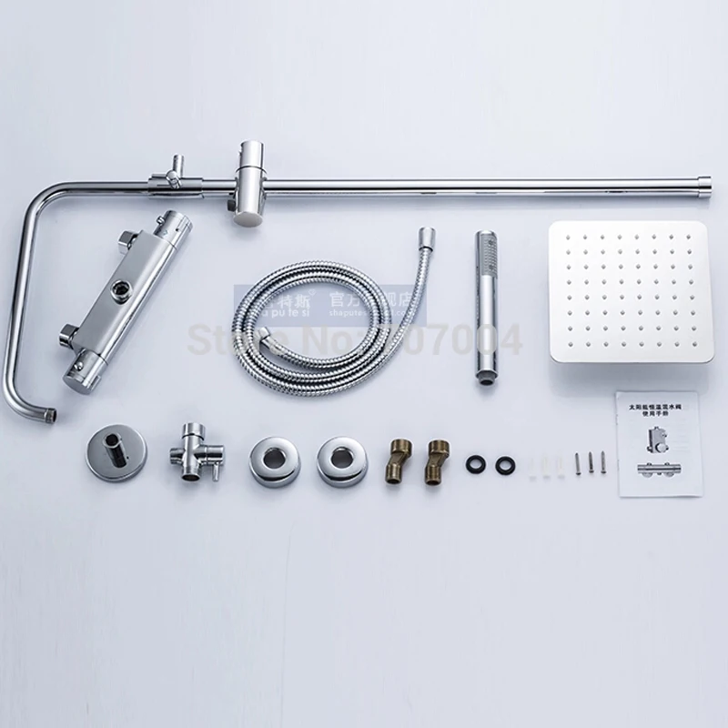 quyanre chrome thermostatic shower faucets set rainfall ultrathin shower head 2-way thermostatic mixer bathroom shower kit2