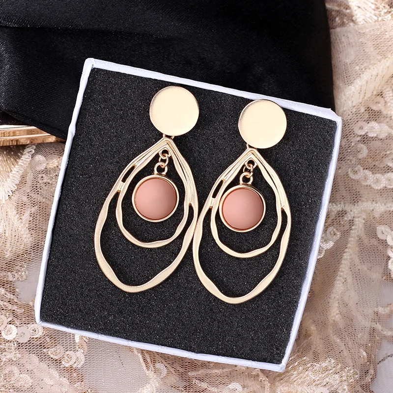

Geometric Elliptical Matte Earrings Europe and America Exaggerated Retro Asian Gold Earrings for Women Cold Wind Jewelry O5E739