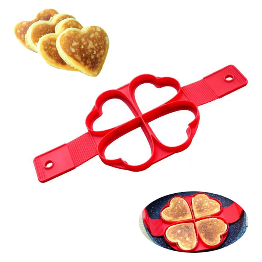 

Silicone Pancakes Heart type Mold Egg Pancake Mold Non-stick Four Hole DIY Baking Pancakes Tool kitchen accessories