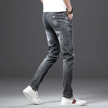 

2019 New Brand Jeans Men Stretch Straight Slim Fit Jeans for Men High Quality Cotton Ripped Fashion Straight Black Jeans male