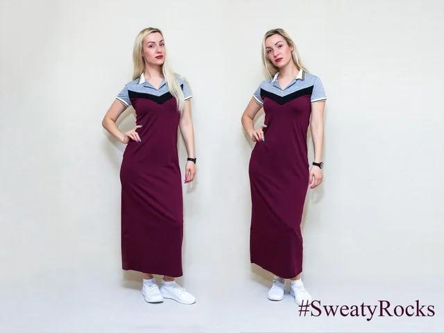 SweatyRocks, длинное платье поло с цветными блоками, уличная одежда, женская повседневная одежда с коротким рукавом,, летнее Бордовое платье макси-рубашка