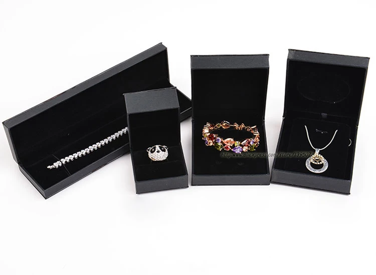 Высокое качество Черный кожзам коробка для ювелирных изделий ожерелье упаковка коробка серьги кольцо подарок чехол браслет держатель кулон часы Чехол